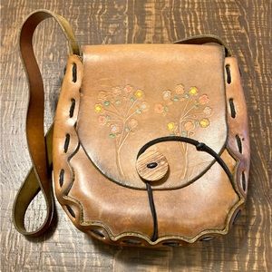 Vintage Tooled Leather Purse Bag